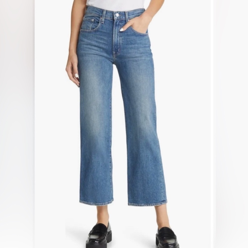 NWT Edwin Marli Ankle Crop Denim Jeans Wide Leg Color Bliss Size 31